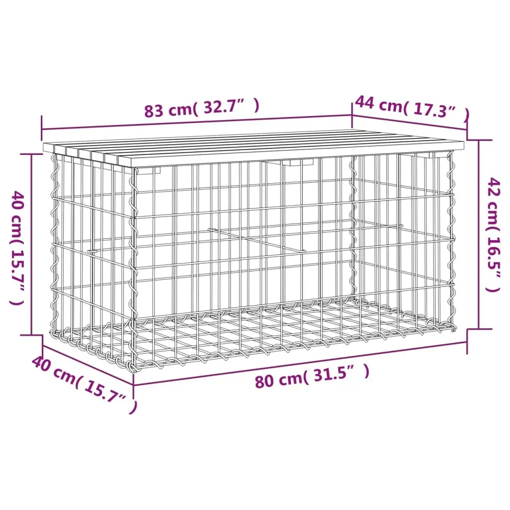 Garden Bench Gabion Design 83x44x42 cm Solid Wood Pine 834356