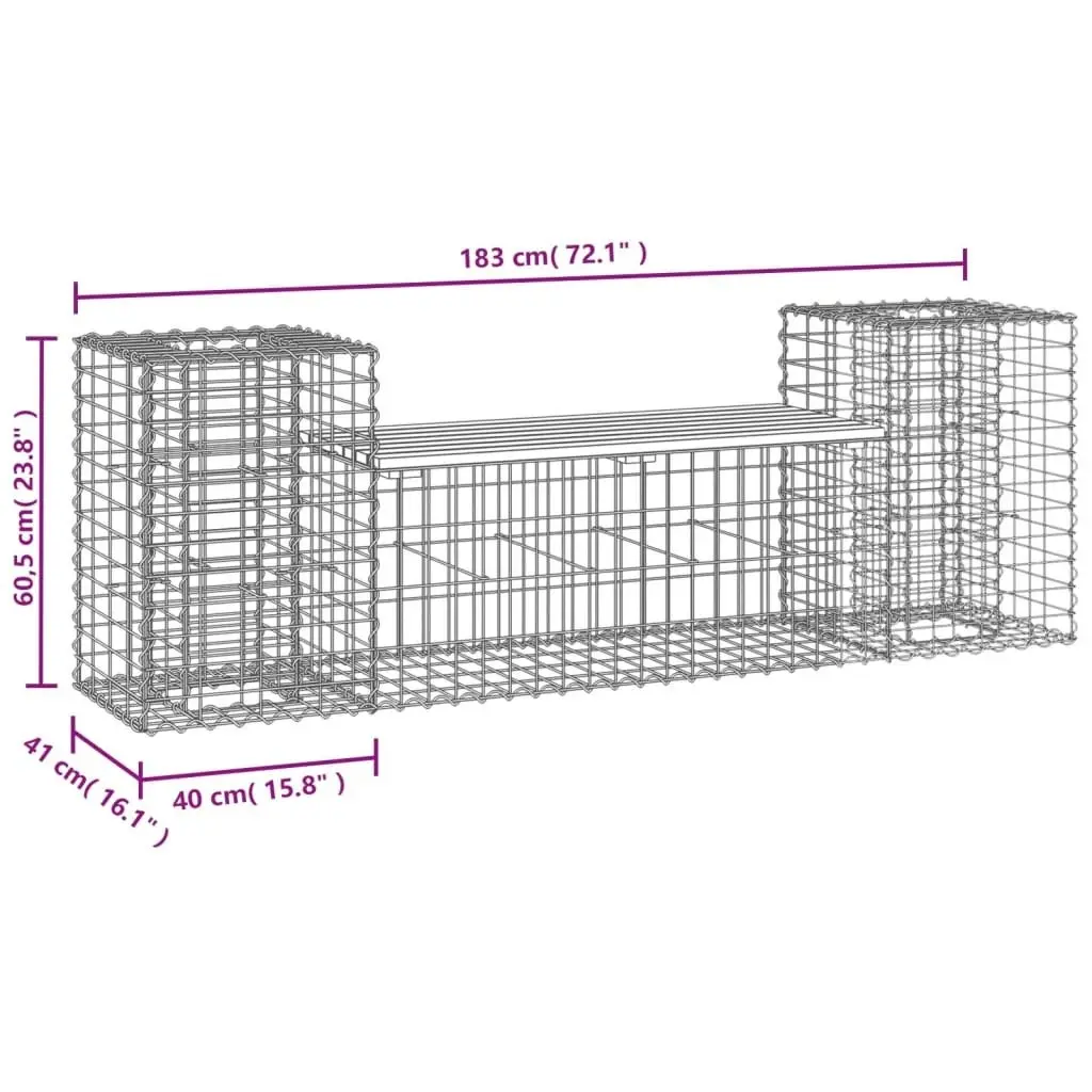 Garden Bench Gabion Design 183x41x60.5 cm Solid Wood Douglas 834388