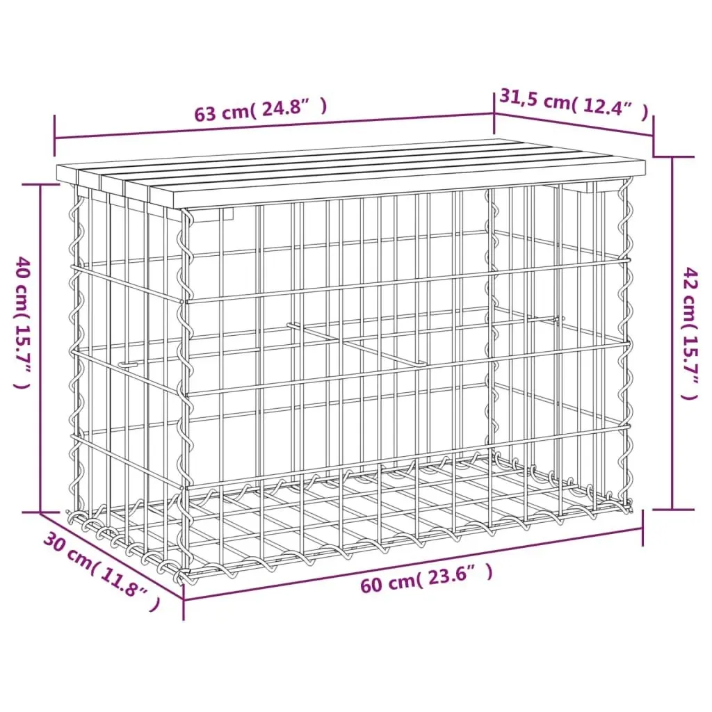 Garden Bench Gabion Design 63x31.5x42 cm Solid Wood Pine 834344