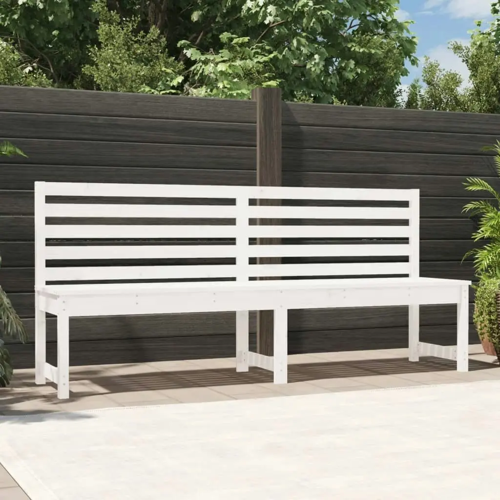 Garden Bench White 201.5 cm Solid Wood Pine 824047