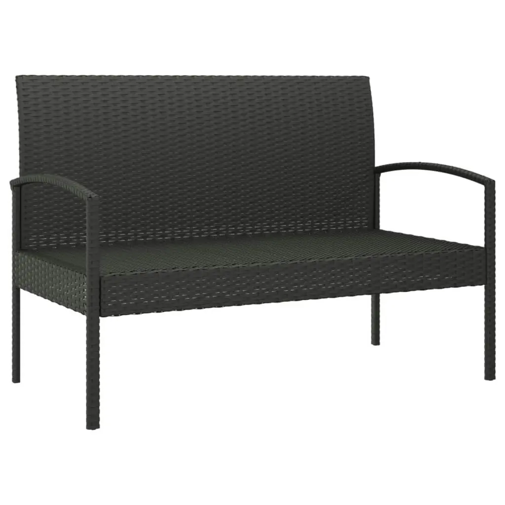 Garden Bench with Cushion Black 105 cm Poly Rattan 362168