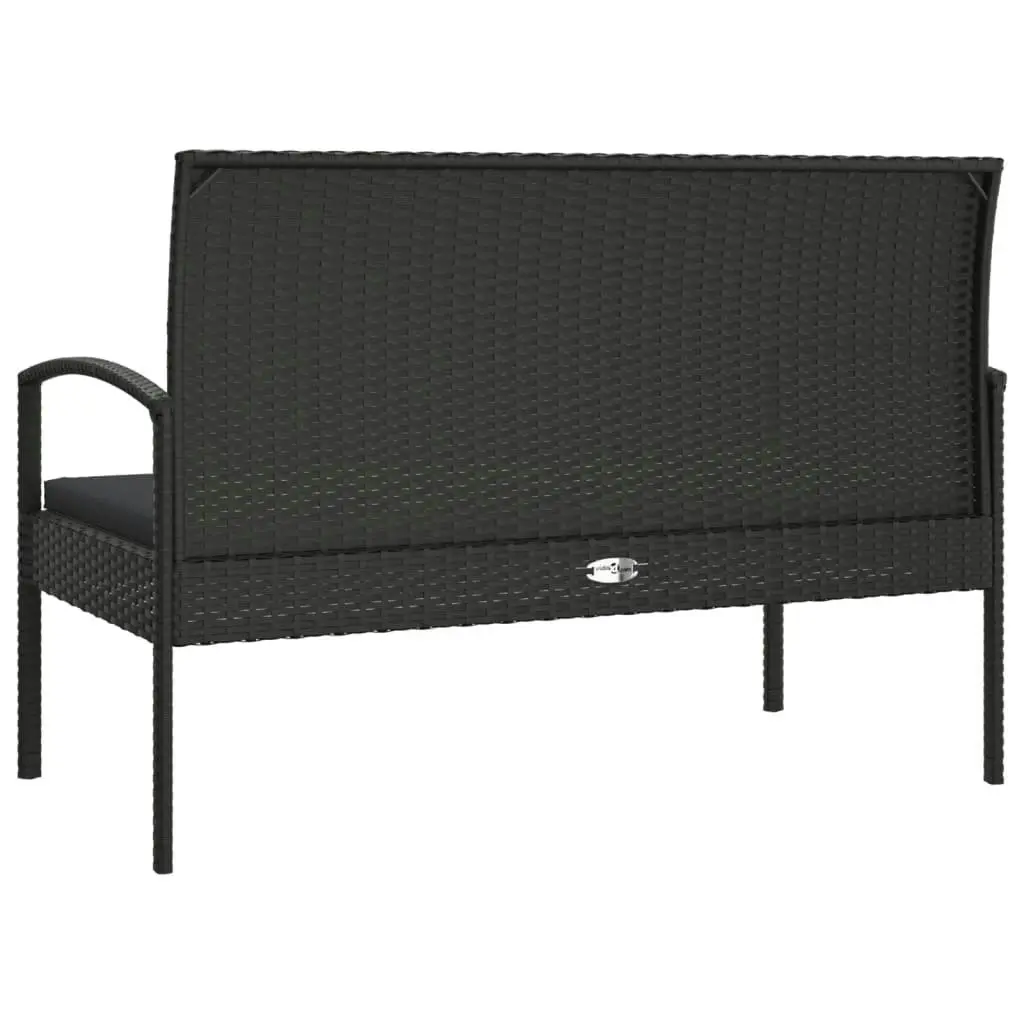 Garden Bench with Cushion Black 105 cm Poly Rattan 362168