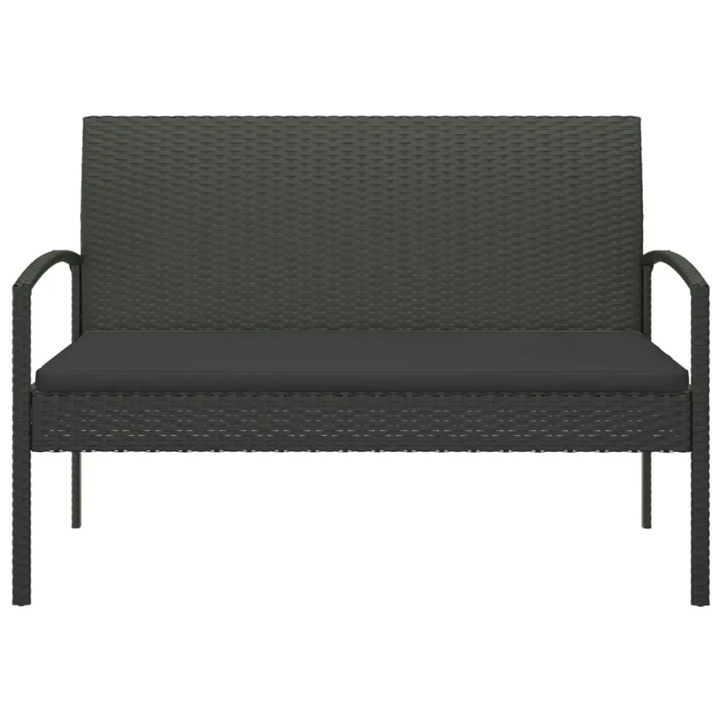 Garden Bench with Cushion Black 105 cm Poly Rattan 362168