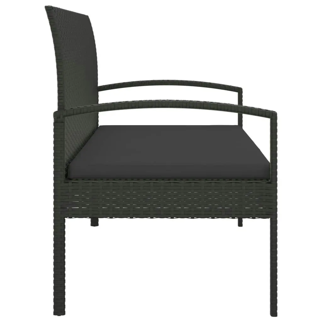 Garden Bench with Cushion Black 105 cm Poly Rattan 362168