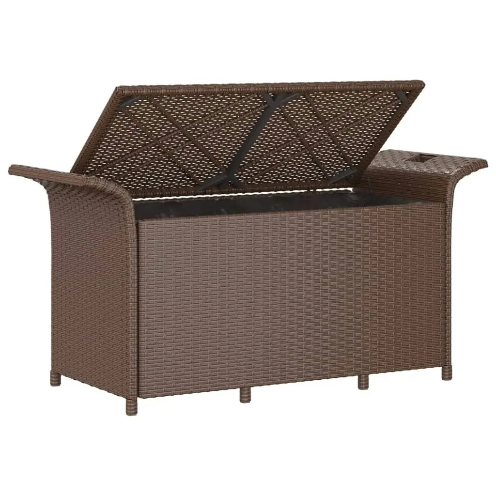 Garden Bench with Cushion Brown 116x46x57 cm Poly Rattan 363416