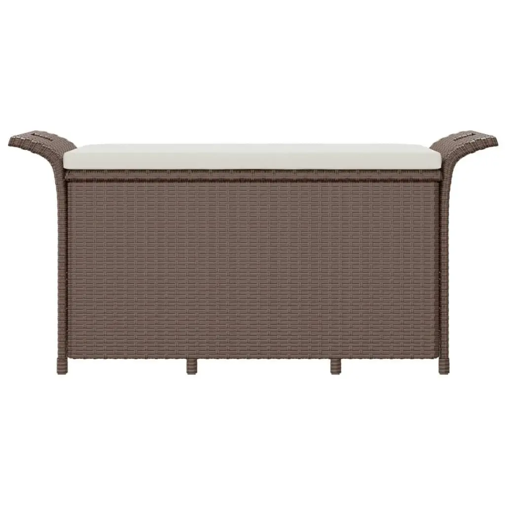 Garden Bench with Cushion Brown 116x46x57 cm Poly Rattan 363416