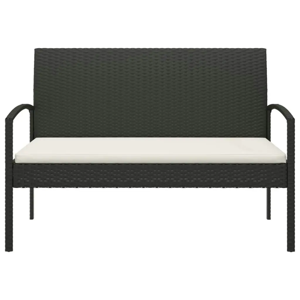 Garden Bench with Cushion Black 105 cm Poly Rattan 362166