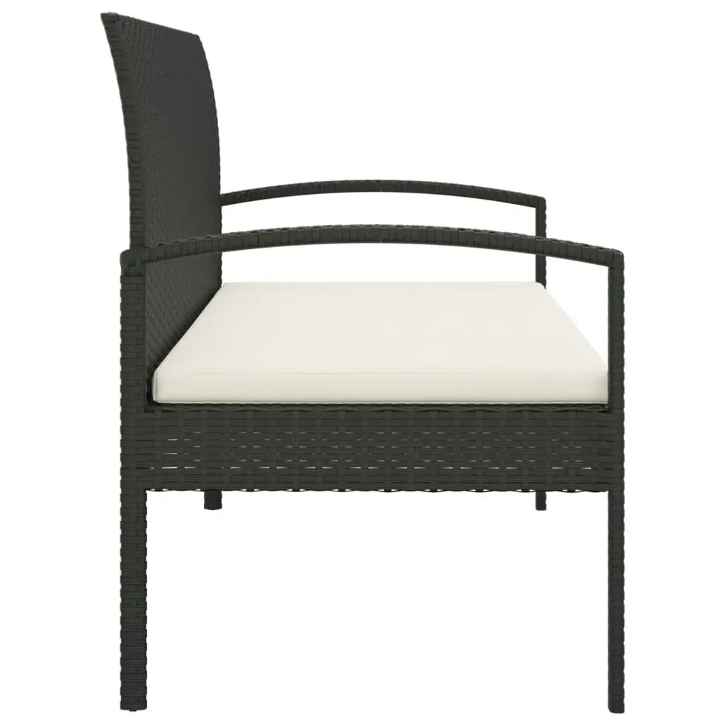 Garden Bench with Cushion Black 105 cm Poly Rattan 362166