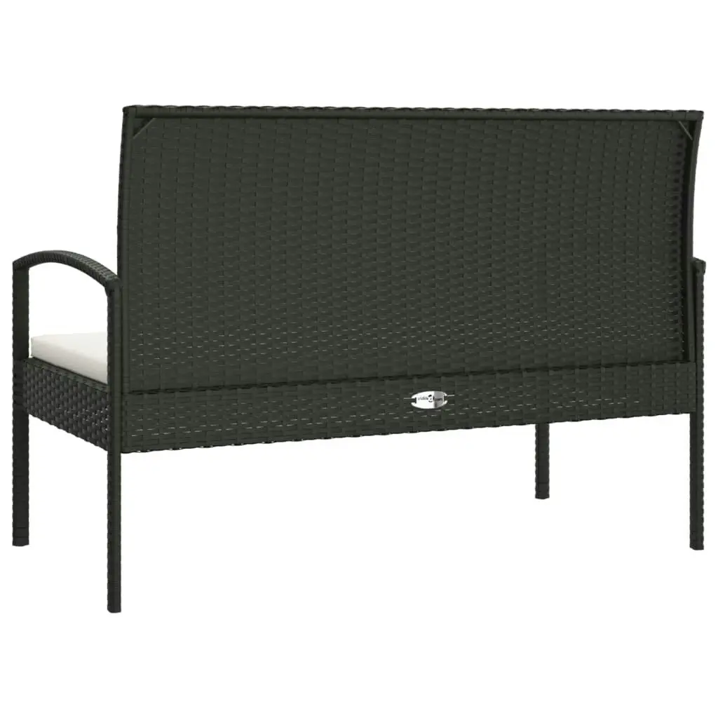 Garden Bench with Cushion Black 105 cm Poly Rattan 362166