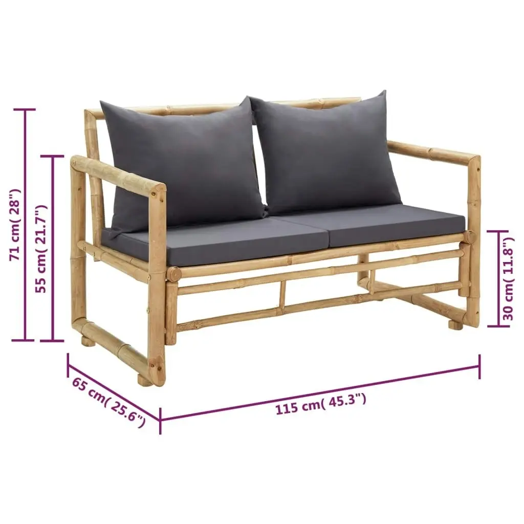 Garden Bench with Cushions 115 cm Bamboo 315597