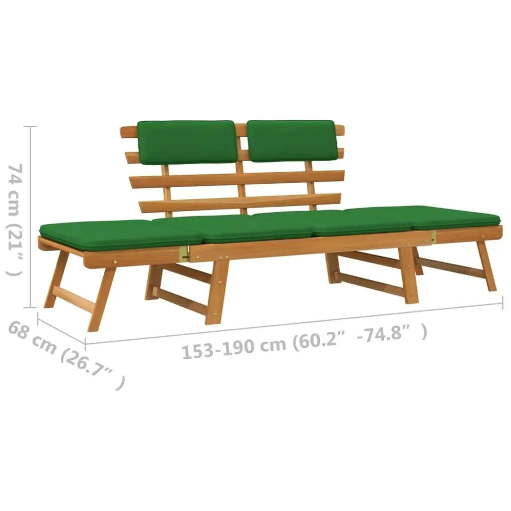 Garden Bench with Cushions 2-in-1 190 cm Solid Acacia Wood 312121