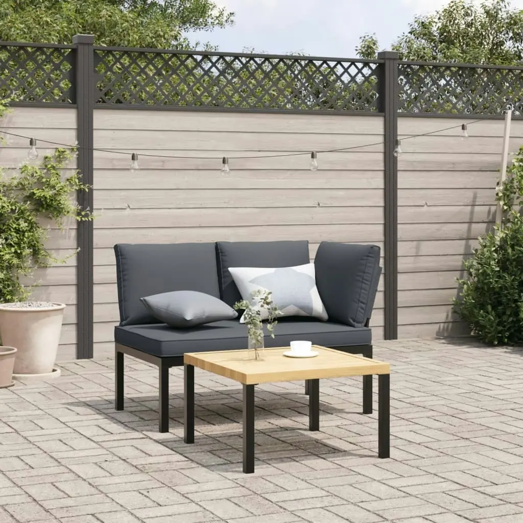 Garden Bench with Cushions Black Aluminium 4008569