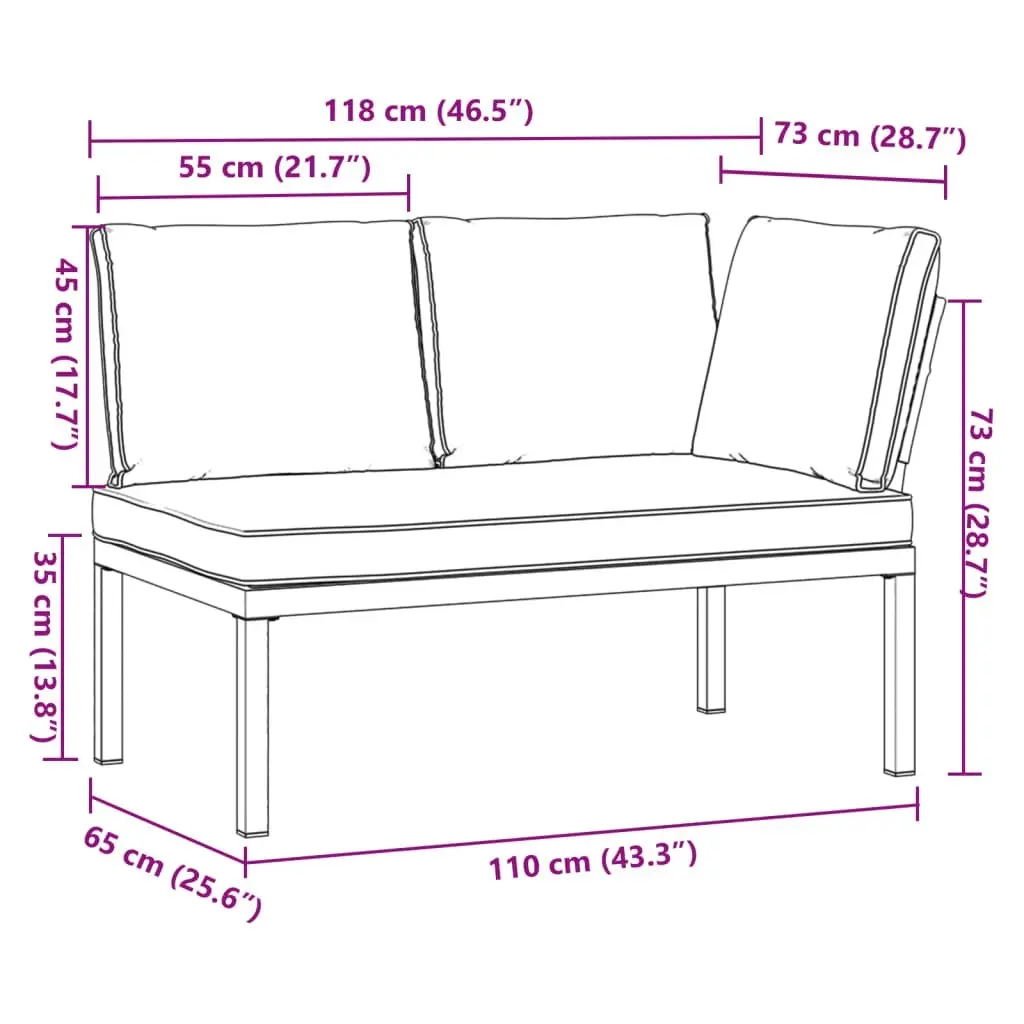 Garden Bench with Cushions Black Aluminium 4008569