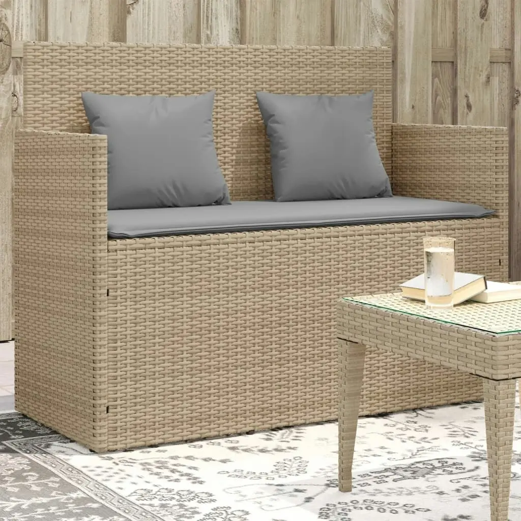 Garden Bench with Cushions Beige Poly Rattan 365765