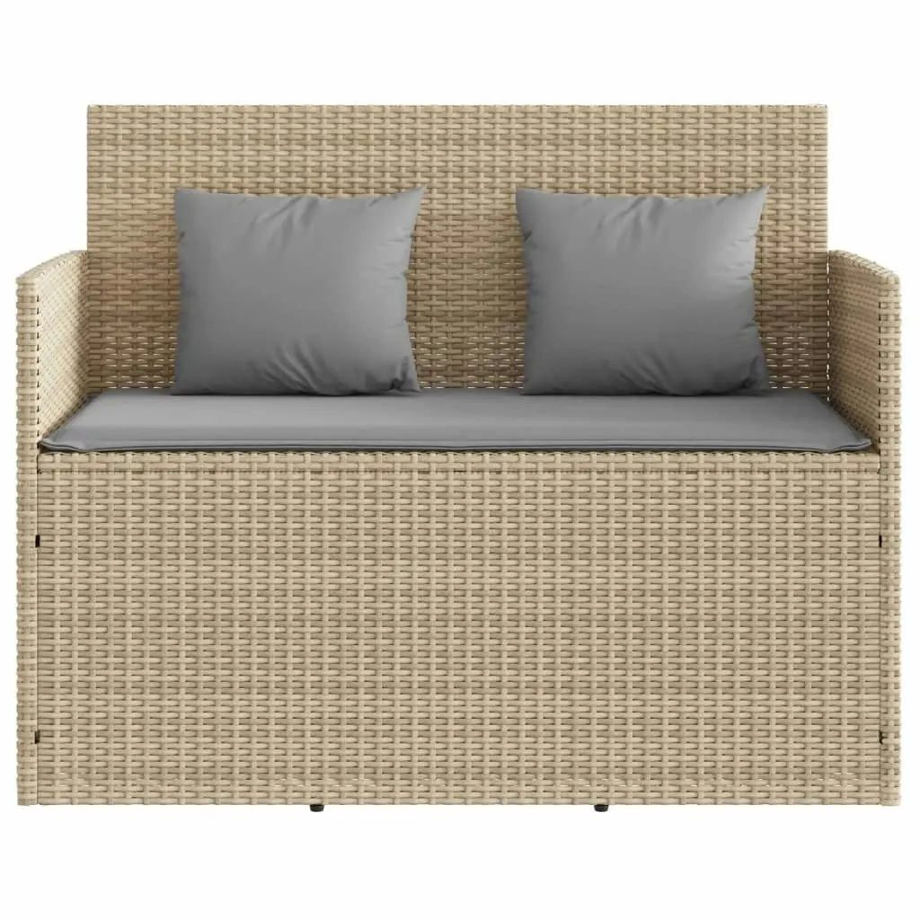 Garden Bench with Cushions Beige Poly Rattan 365765