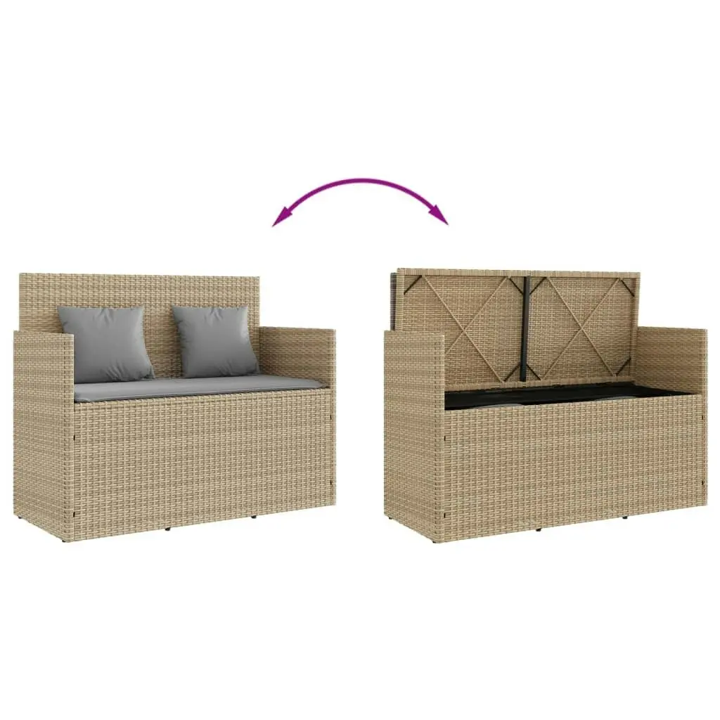 Garden Bench with Cushions Beige Poly Rattan 365765