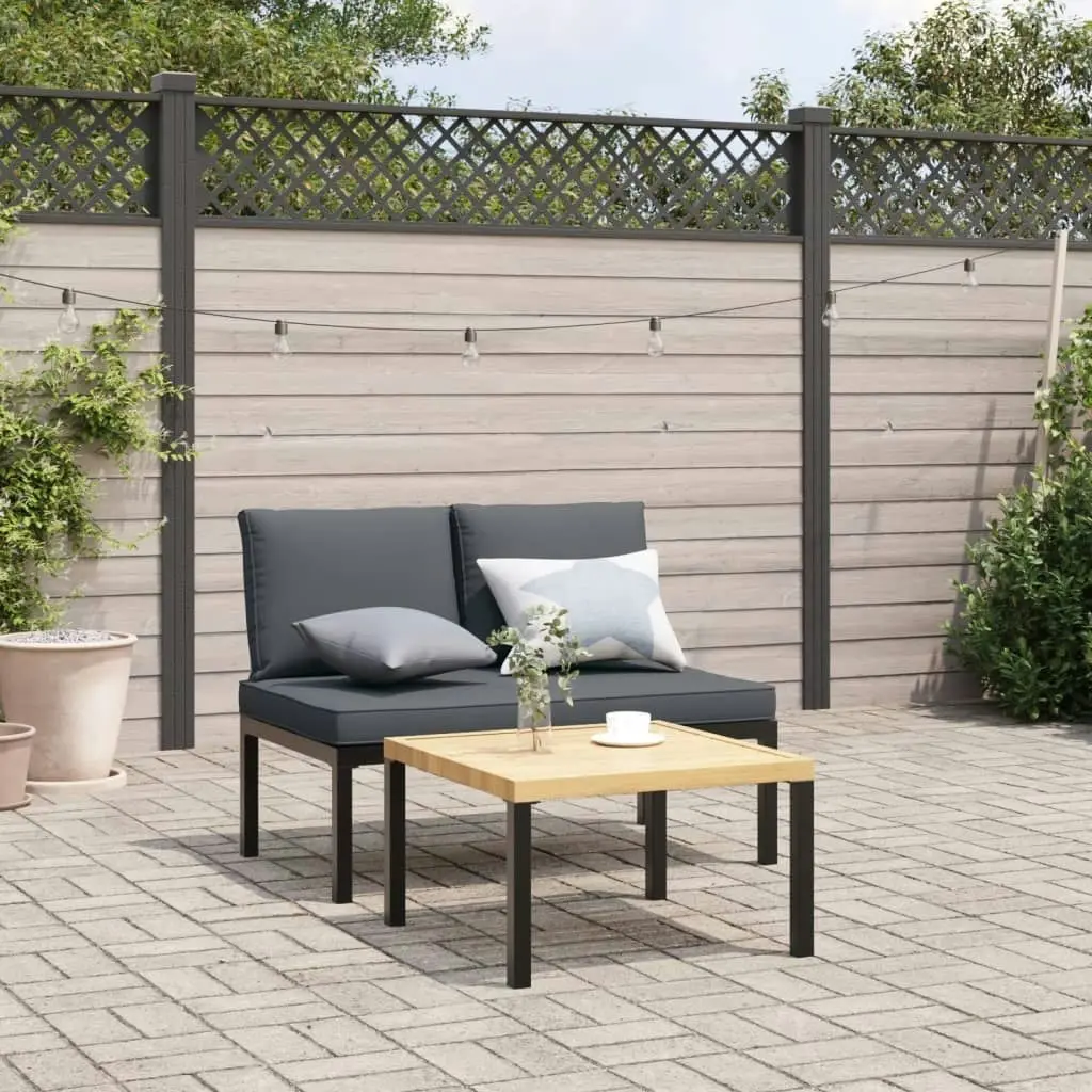 Garden Bench with Cushions Black Aluminium 4008570