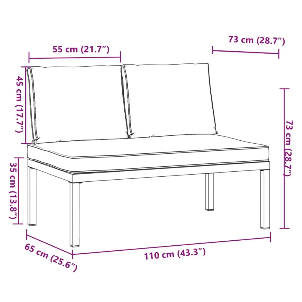 Garden Bench with Cushions Black Aluminium 4008570