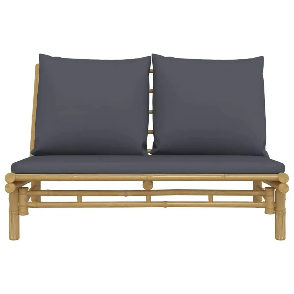 Garden Bench with Dark Grey Cushions Bamboo 363457