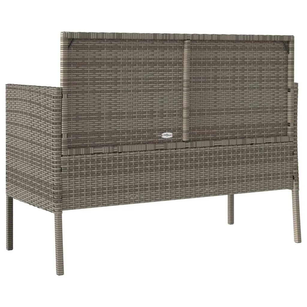 Garden Bench with Cushions Grey Poly Rattan 365773