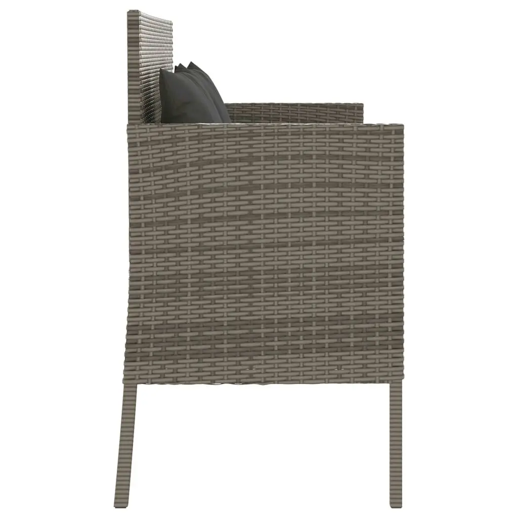 Garden Bench with Cushions Grey Poly Rattan 365773