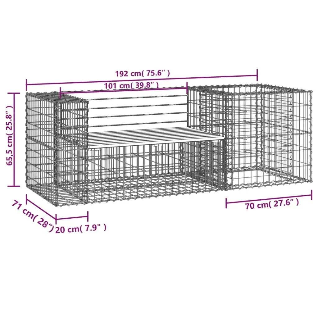 Garden Bench with Gabion Basket Solid Wood Douglas 3196243