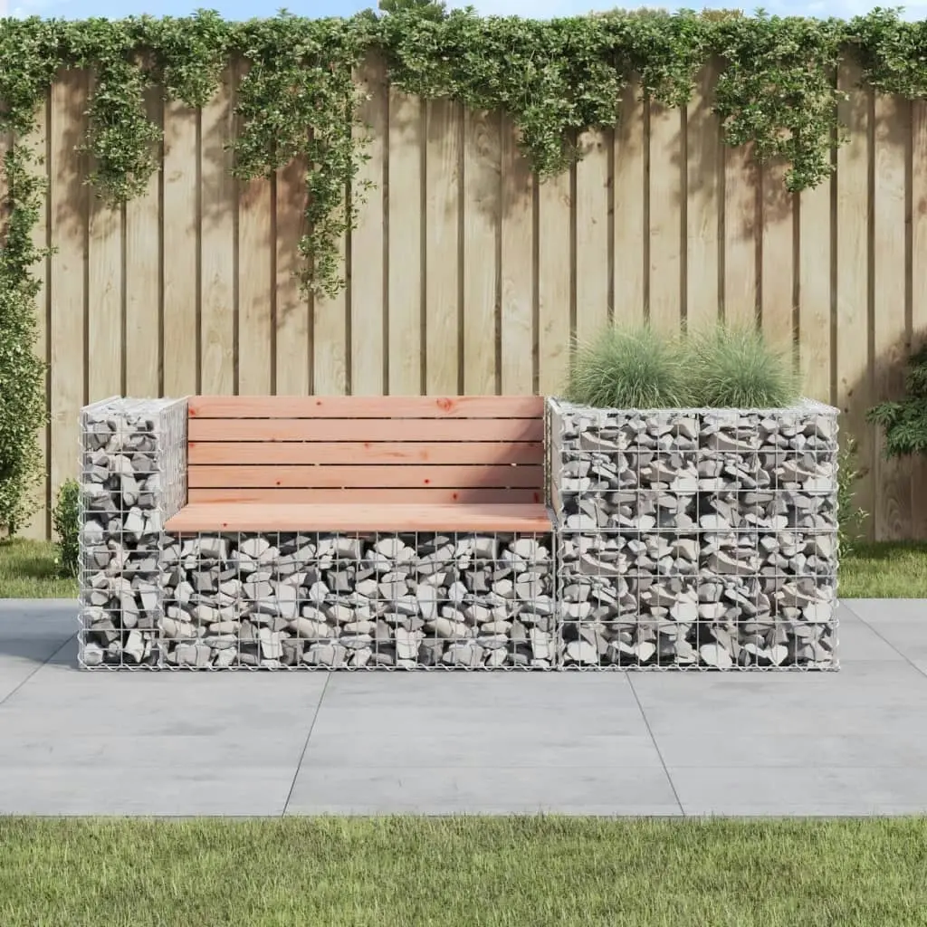 Garden Bench with Gabion Basket Solid Wood Douglas 3196243