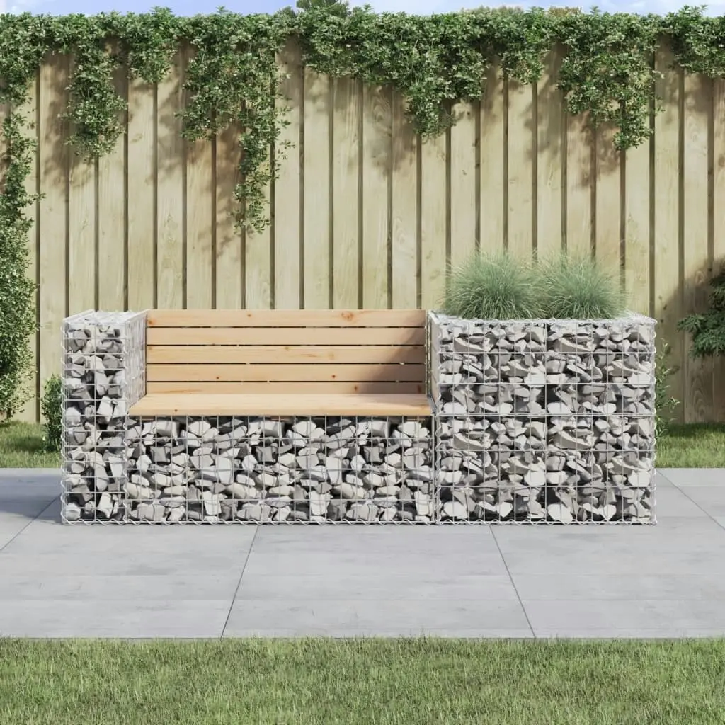 Garden Bench with Gabion Basket Solid Wood Pine 3196242