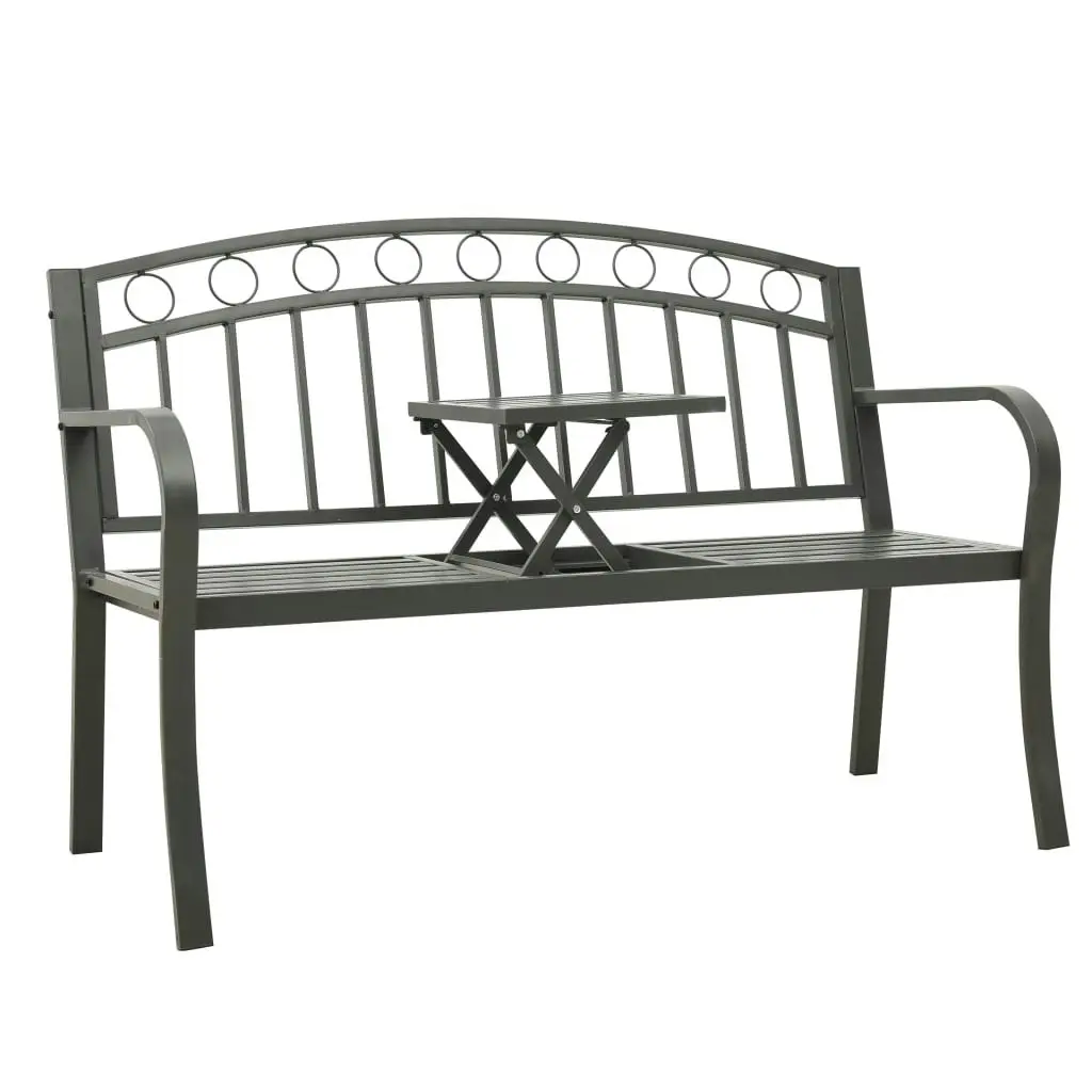 Garden Bench with Table Grey 120 cm Steel 319585