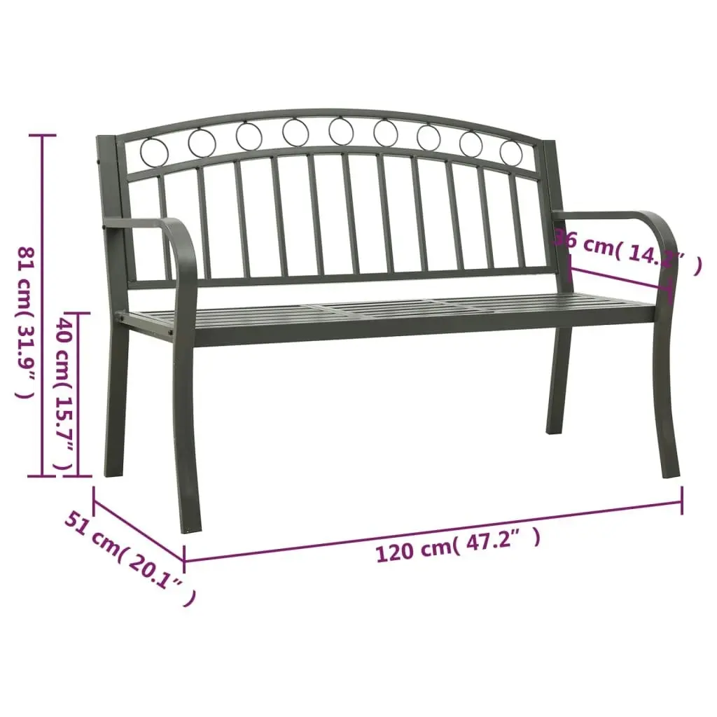 Garden Bench with Table Grey 120 cm Steel 319585