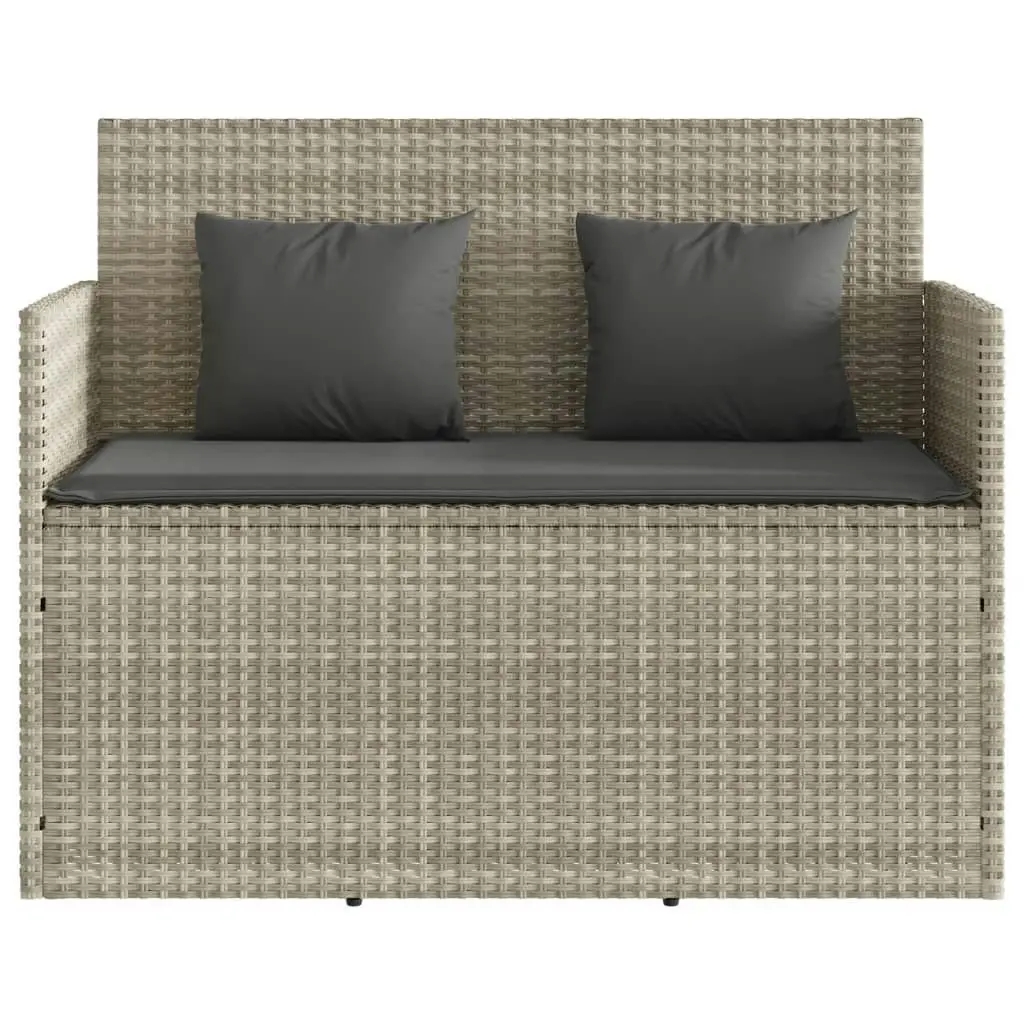 Garden Bench with Cushions Light Grey Poly Rattan 365766