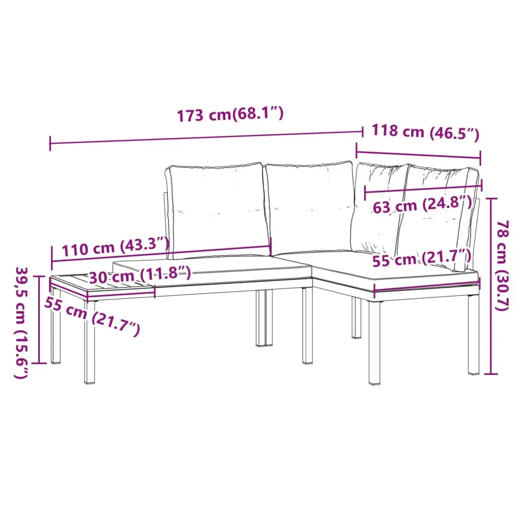 Garden Benches 2 pcs with Cushions Black Powder-coated Steel 4008562