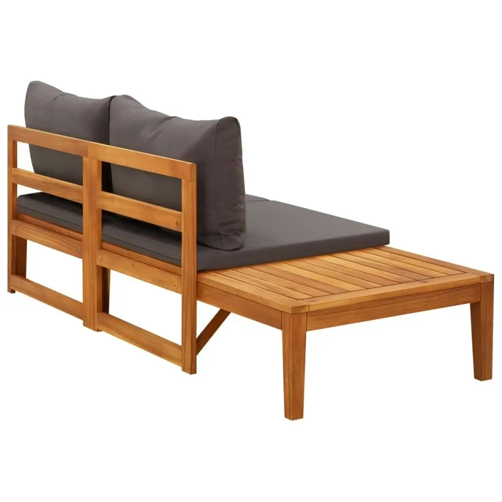 Garden Bench with Table Dark Grey Cushions Solid Acacia Wood 316319