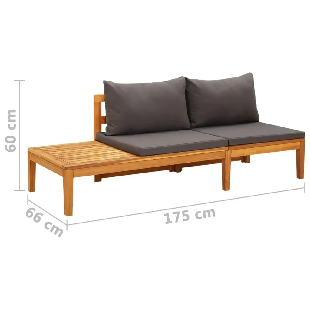 Garden Bench with Table Dark Grey Cushions Solid Acacia Wood 316319