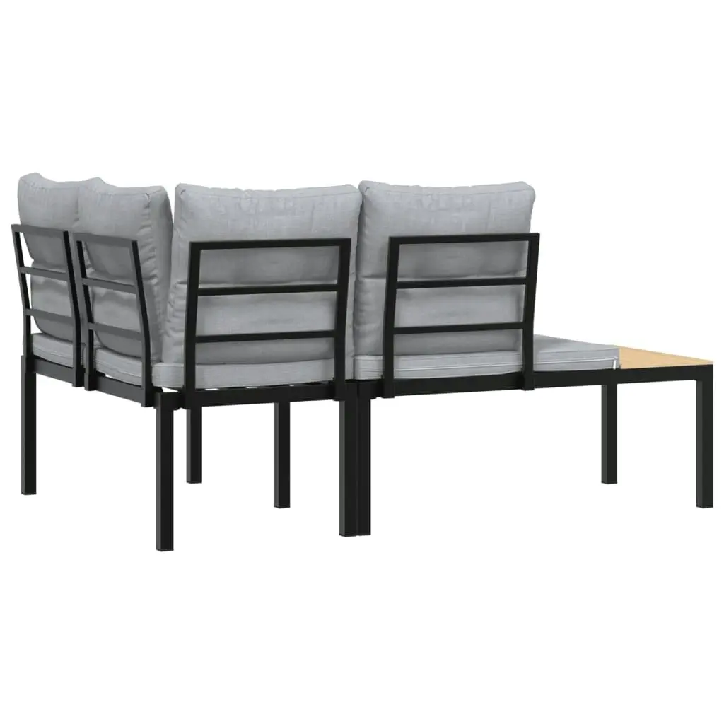 Garden Benches 2 pcs with Cushions Black Powder-coated Steel 4008565