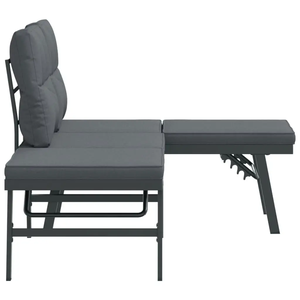 Garden Benches with Cushions 2 pcs Black Powder-coated Steel 4008104