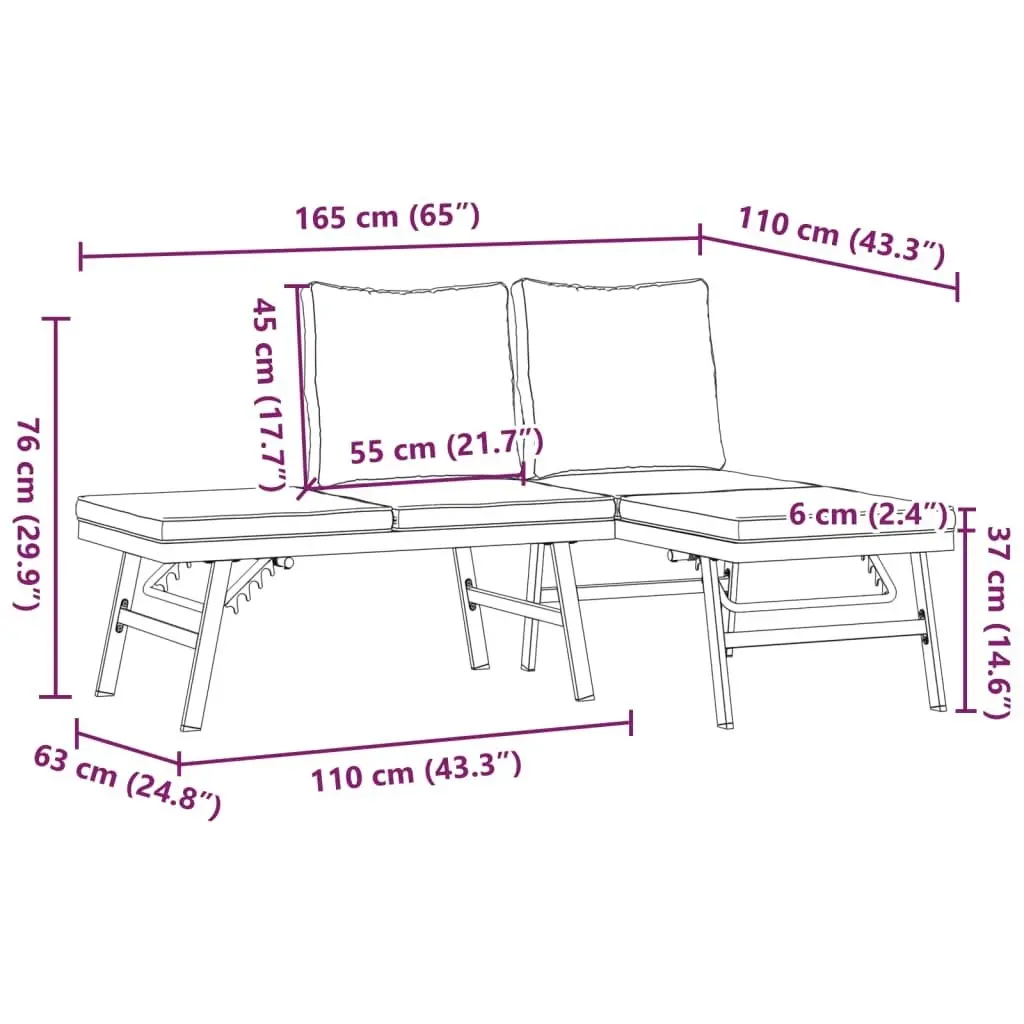 Garden Benches with Cushions 2 pcs Black Powder-coated Steel 4008104