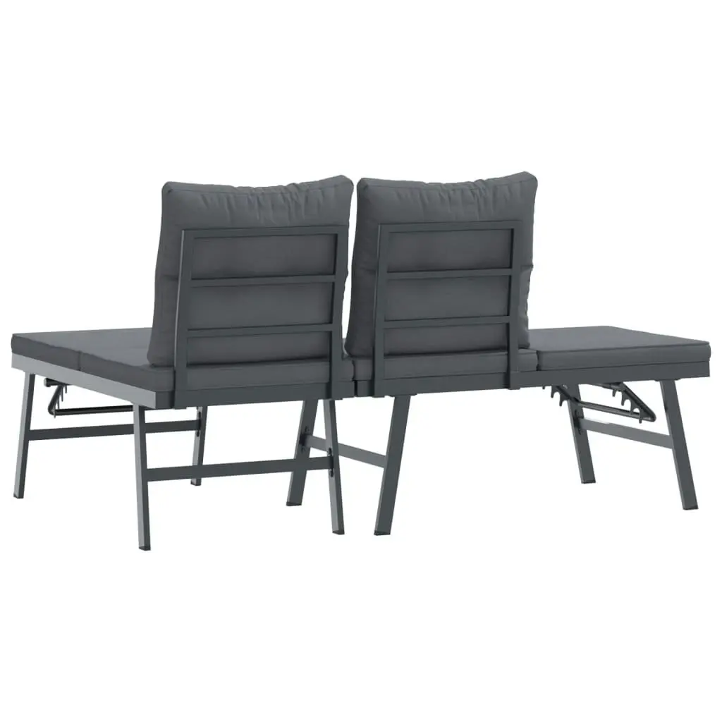 Garden Benches with Cushions 2 pcs Black Powder-coated Steel 4008104