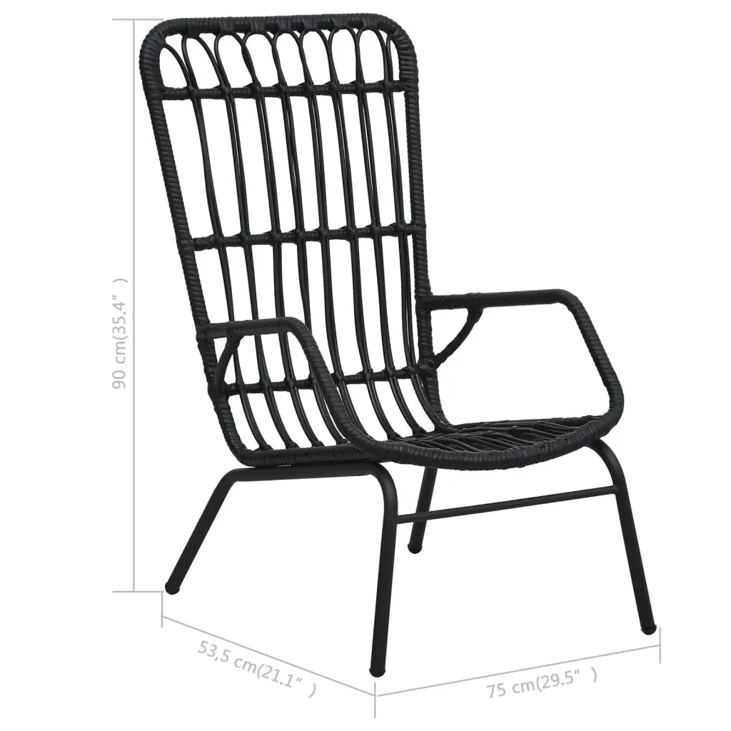 Garden Chair Poly Rattan Black 48581