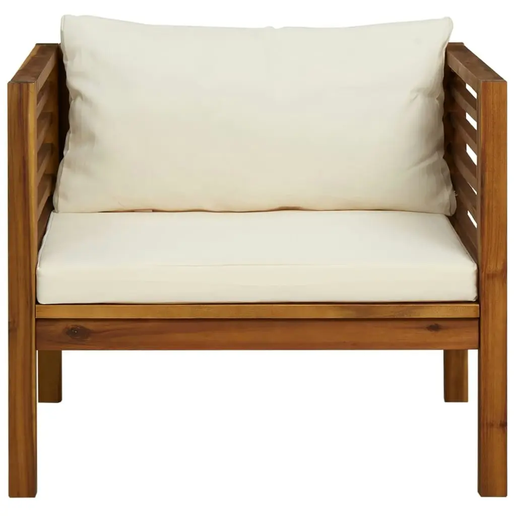 Garden Chair with Cream White Cushions Solid Acacia Wood 316294