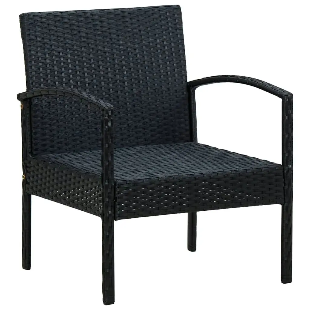 Garden Chair with Cushion Poly Rattan Black 45795