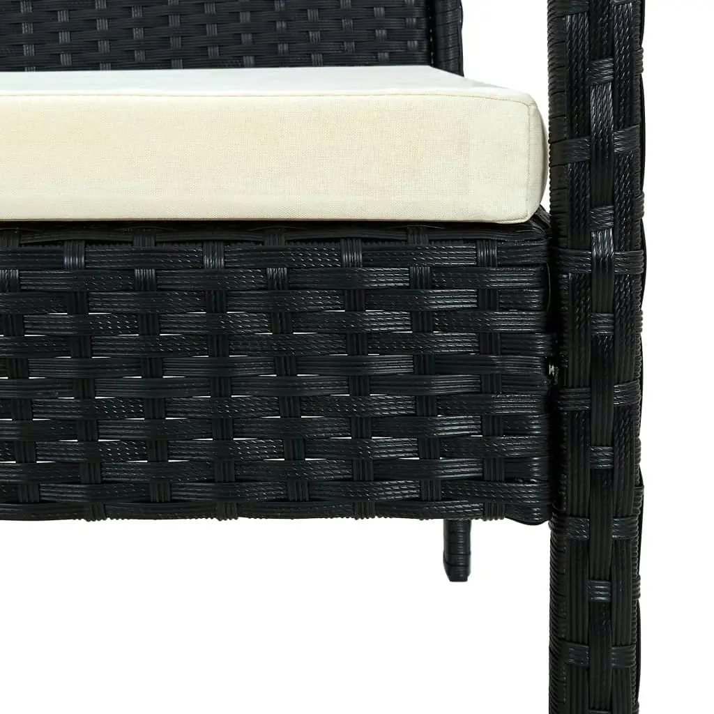 Garden Chair with Cushion Poly Rattan Black 45795