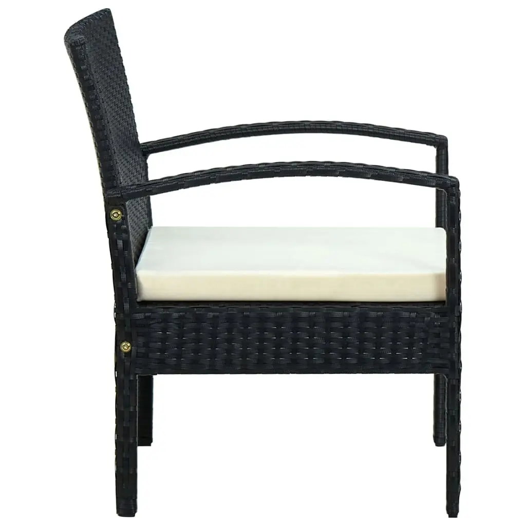 Garden Chair with Cushion Poly Rattan Black 45795