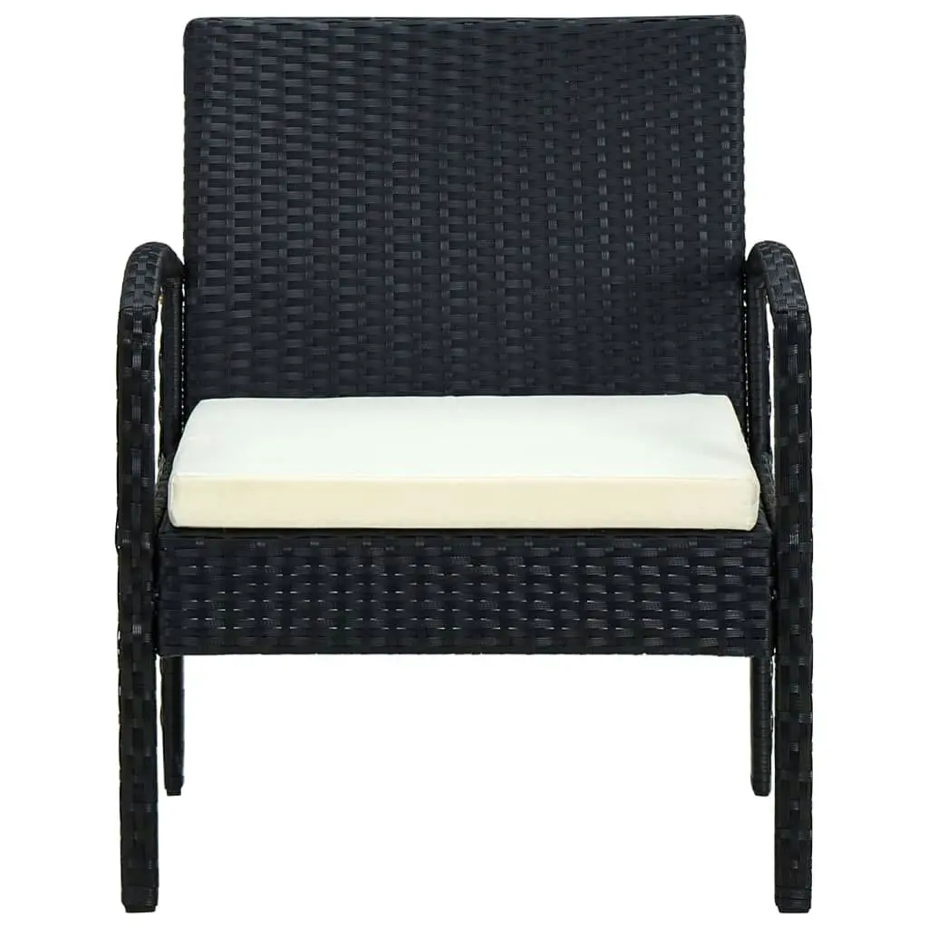 Garden Chair with Cushion Poly Rattan Black 45795