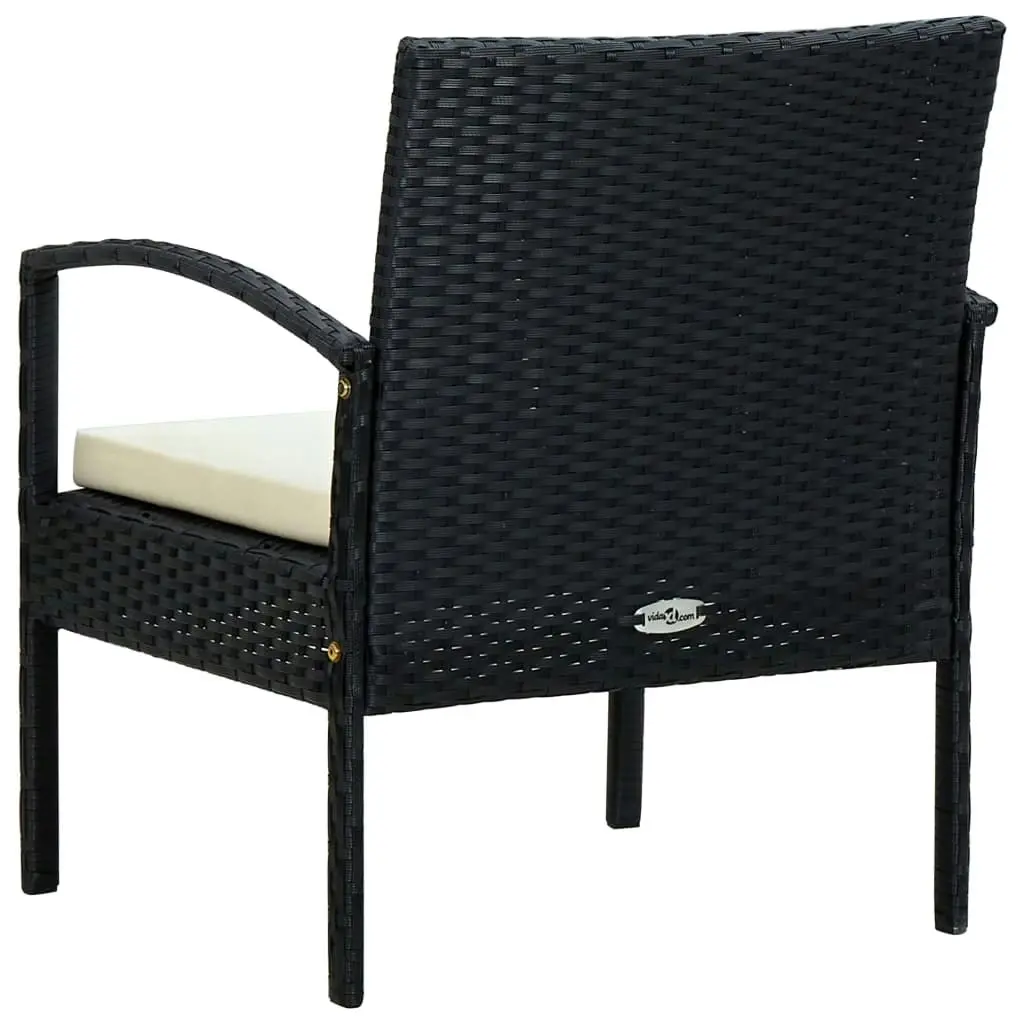 Garden Chair with Cushion Poly Rattan Black 45795