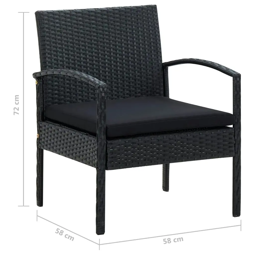 Garden Chair with Cushion Poly Rattan Black 45797