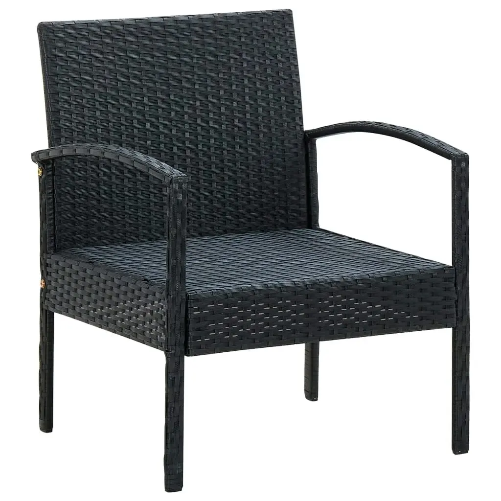 Garden Chair with Cushion Poly Rattan Black 45797