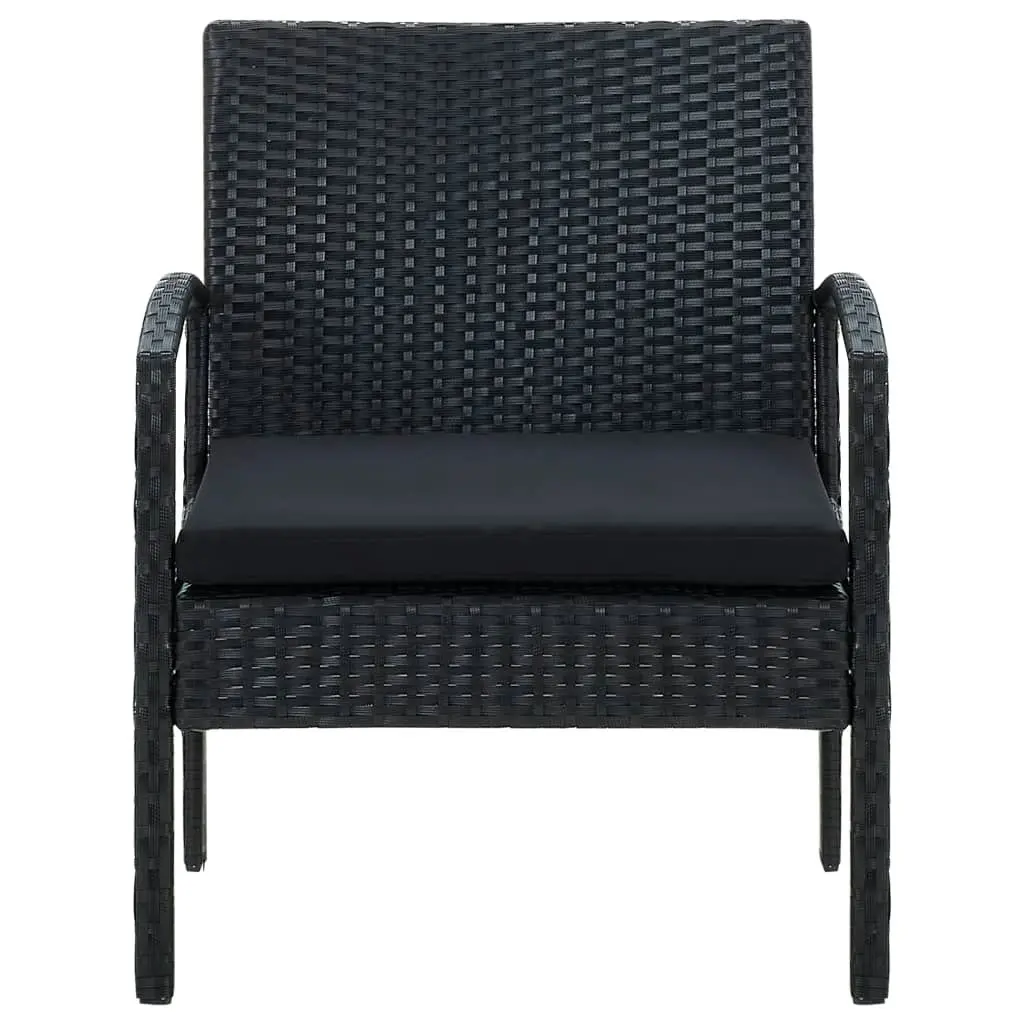 Garden Chair with Cushion Poly Rattan Black 45797