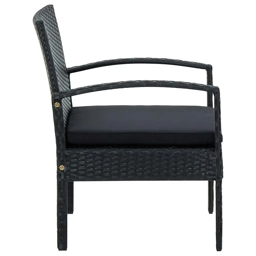 Garden Chair with Cushion Poly Rattan Black 45797