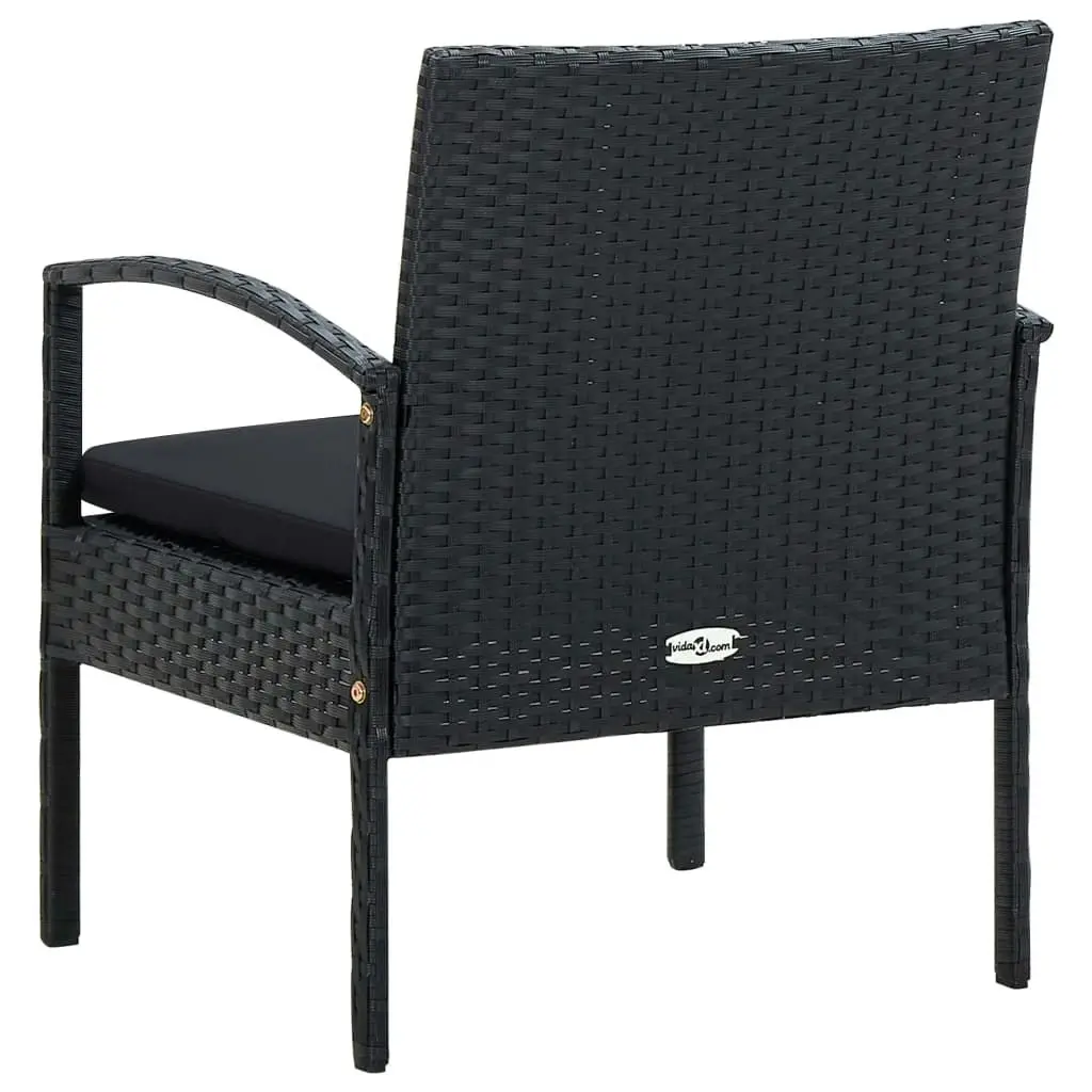 Garden Chair with Cushion Poly Rattan Black 45797